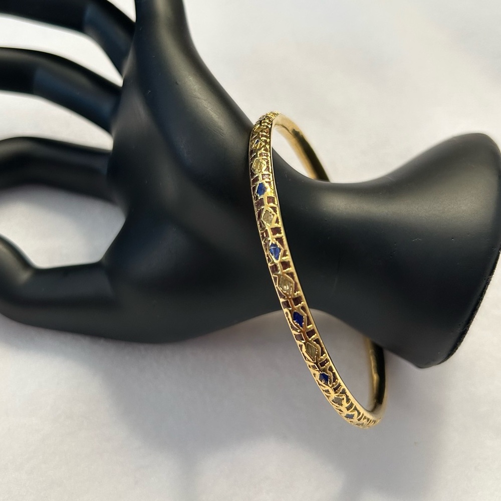 Vintage 18k Gold Plate Over Silver with Enameled Accents Bracelet